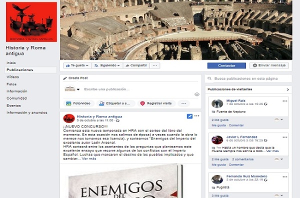 Página de Facebook de Historia y Roma antigua